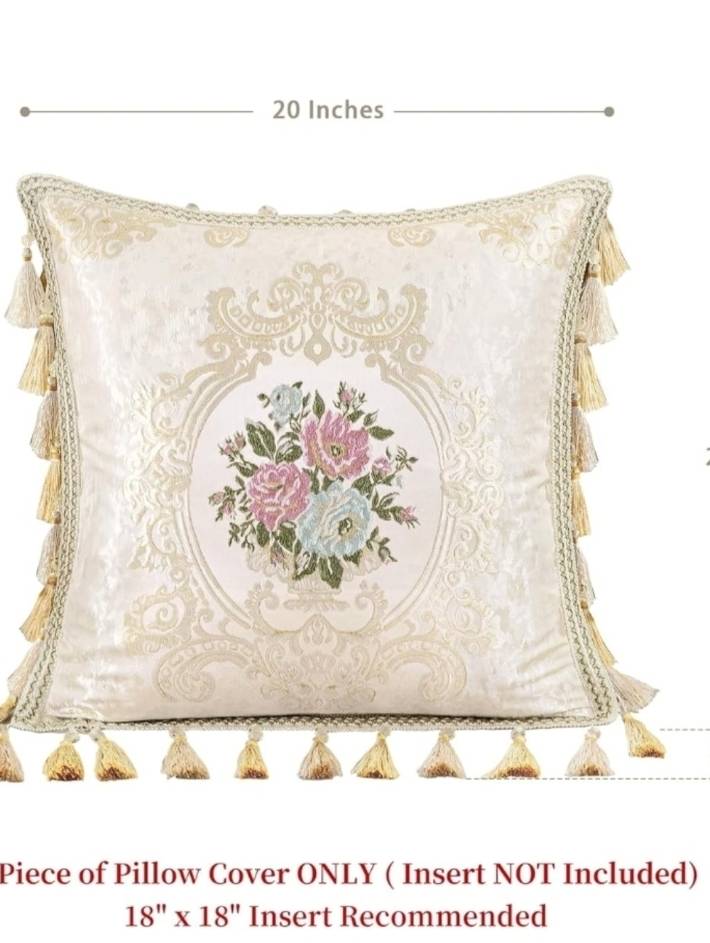 * Loom and Mill 1 Piece Luxury Throw Pillow Cover, Floral Embroidery 20x20